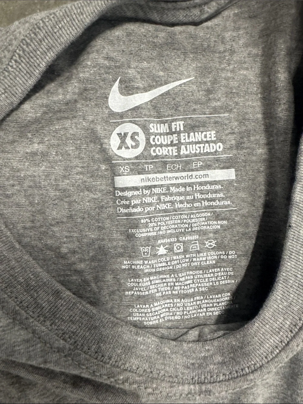 Nike XS Women’s Heather Grey Short Sleeve Crew Tee with Black Swoosh